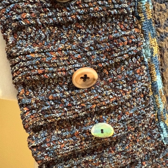 Anthropologie Curio Sweater Velour Brown Stone Shell Buttons Cardigan - Size XL - Picture 5 of 9